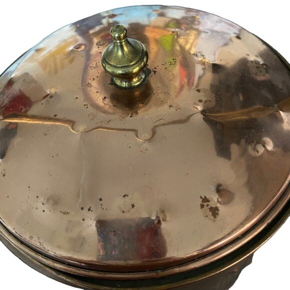 Colonial Virginia Handmade Copper Brass Ice Bucket Pyrex Reflective Insert - Picture 2 of 10